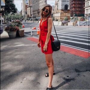 LOVERS + FRIENDS NWT Raven Linen Mini Dress Red Shirtdress Cherry XS